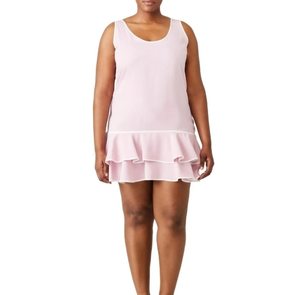 Amanda Uprichard Pink Sarai Ruffled Flounce Tiered Hem Tank Dress Size 1X